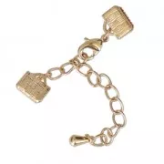 Chiusura moschettone con terminali dentellati 8 mm Dorato con oro fino x1