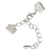 Chiusura moschettone con terminali dentellati 8 mm Placcatura argento fino x1