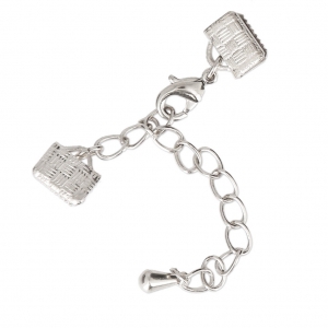 Chiusura moschettone con terminali dentellati 8 mm Placcatura argento fino x1