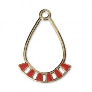 Pendenti gocce in metallo e resina epossidica 30x21 mm Dorato / Rosa corallo x2