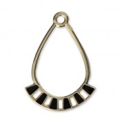 Pendenti gocce in metallo e resina epossidica 30x21 mm Dorato / Nero x2
