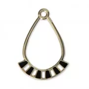 Pendenti gocce in metallo e resina epossidica 30x21 mm Dorato / Nero x2