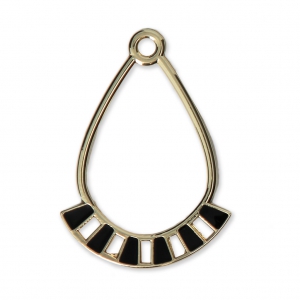 Pendenti gocce in metallo e resina epossidica 30x21 mm Dorato / Nero x2