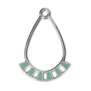 Pendenti gocce in metallo e resina epossidica 30x21 mm Rodiato/ Mint x2|raw }}