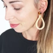 Ciondolo rotondo in rattan da 42 mm per la creazione di gioielli fai da te x1