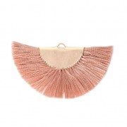 Pendente ventaglio mezzaluna frange pompon 25x47 mm Siena/dorato x1|raw }}