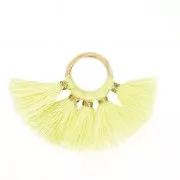 Piccolo pendente ventaglio con pompons sintetici 20x29 mm Giallo/dorato x1