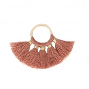 Piccolo pendente ventaglio con pompons sintetici 20x29 mm Siena/dorato x1|raw }}