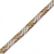 Fil élastique motif vague et effet métallisé 3 mm Dorato /Bianco x 1 m