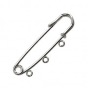 Fermaglio 3 anellini da decorare mm. 50 rodiato  x1