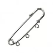 Fermaglio 3 anellini da decorare mm. 50 rodiato  x1
