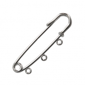 Fermaglio 3 anellini da decorare mm. 50 rodiato  x1