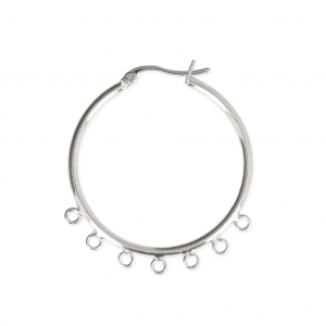 Orecchini a cerchio 7 anellini da decorare in metallo 32x2 mm Placcatura argento fino x2