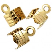 Chiudicordoncini piatti striati 4 mm Dorato con oro fino x10|raw }}