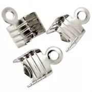 Chiudicordoncini piatti striati 4 mm Placcatura argento fino x10