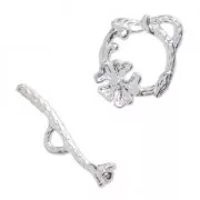 Chiusura a T barra Fiore mm. 18 Placcatura argento fino x1