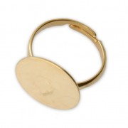 Base anello regolabile per cabochon retro piatto 16 mm dorato con oro fino x1