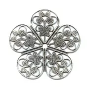 Stampa fiori mm. 35x30 argentato antico x1