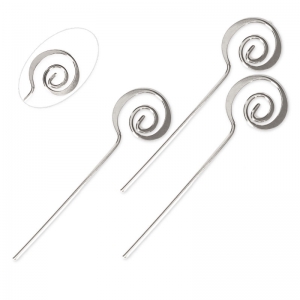 Spilli testa spirale 46x1mm Placcatura argento fino x10