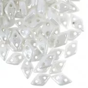Perline in vetro Czechmates Diamond 2 fori 4x6 mm Opaque White Ceramic Look x5g