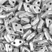 Perline in vetro Czechmates Diamond 2 fori 4x6 mm Silver Mat x5g