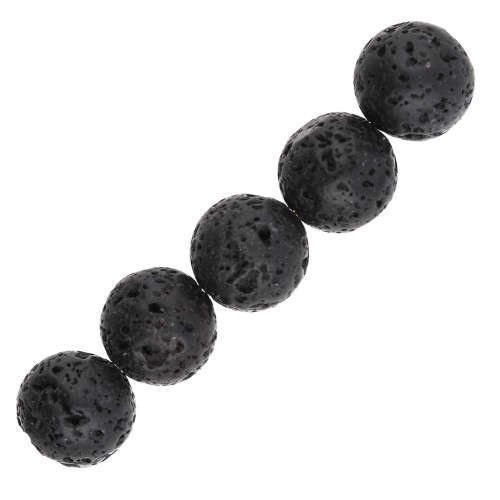 Perla rotonda da 10,5 mm in pietra lavica x5