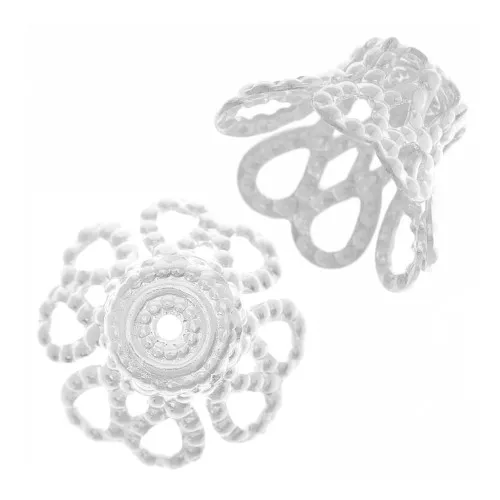 Coppette filigranate 9x7 mm Placcatura argento fino x20