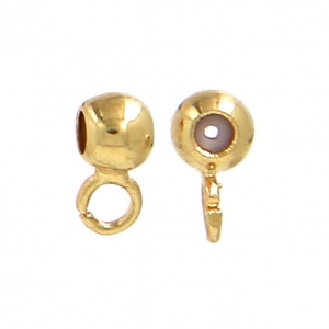 Stopper bead 3 mm con un foro di 0.5 mm Dorato con oro fino x10