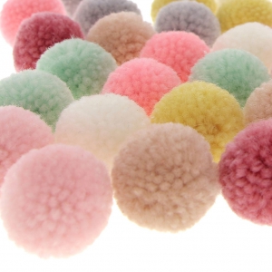 Assortimento di 24 pompon rotondi in poliestere 3 cm - Pastel