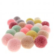 Assortimento di 24 pompon rotondi in poliestere 3 cm - Pastel