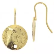 Ganci per orecchini disco 12 mm dorato con oro fino x2