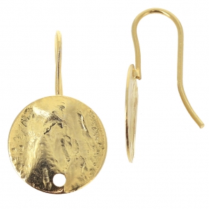 Ganci per orecchini disco 12 mm dorato con oro fino x2