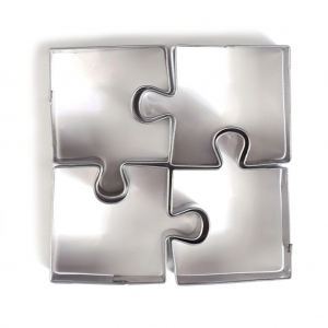 Assortimento di 4 formine in acciaio inox Puzzle x1