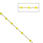 Catena con perle sfaccettate in vetro 2.95 mm Dorato satinato/Giallo x1m