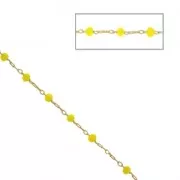Catena con perle sfaccettate in vetro 2.95 mm Dorato satinato/Giallo x1m