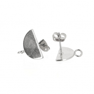 Orecchini semi-cerchio con anellino da decorare 15x9 mm rodiatox2