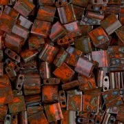 Miyuki Tila Beads 5x5x1.9 mm TL-4520 - Opaque Orange Picasso x10g