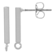 Orecchini con barretta e anellino da decorare 19x2 mm rodiato x2