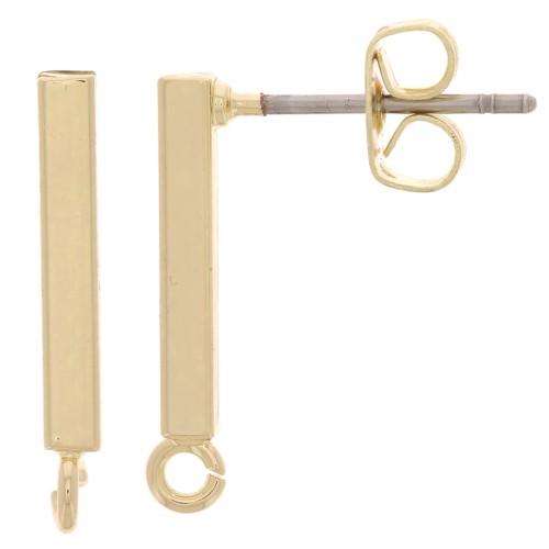 Orecchini con barretta e anellino da decorare 19x2 mm light gold x2