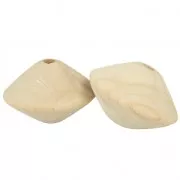 2 perle grandi forma bicono in legno grezzo 63x42 mm per sospensione macramé
