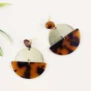 Ciondolo in acetato di cellulosa 13.5 mm Guscio di tartaruga Bianco/Nerox1