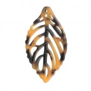 Pendente foglia in acetato di cellulosa 39x23mm Guscio di tartaruga Marrone/Nerox1