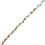 Perles rondelles facettées - rondes aplaties - 3.5x3 mm Light Blue/Golden x36 cm