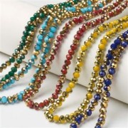 Cipollotti - rondelle sfaccettate 3x2 mm Light Blue / Gold plateds x43cm