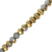 Perla a disco sfaccettate - rotonde appiattite - 3x2,5 mm Grigio scuro / Dorato x 32 cm