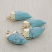 Mini pendente con pietra sintetica imitazione gemma 20 mm Turchese/dorato x1