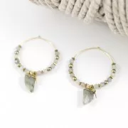 Mini pendente con pietra sintetica imitazione gemma 20 mm Labradorite/dorato x1