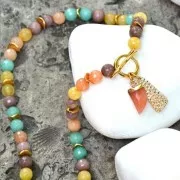 Mini pendente con pietra sintetica imitazione gemma 20 mm Labradorite/dorato x1