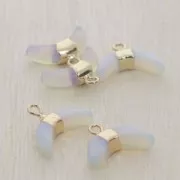 Ciondolo corne con pietra sintetica imitazione gemme 12 mm Opal/dorato x1
