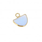 Ciondolo corne con pietra sintetica imitazione gemme 14 mm Blue agate/dorato x1